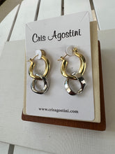 Load image into Gallery viewer, gold and silver links hoop earrings
