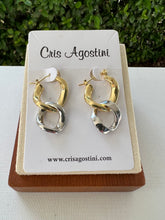 Load image into Gallery viewer, gold and silver links hoop earrings

