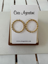 Load image into Gallery viewer, Twisted  circle front hoop earrings
