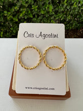 Load image into Gallery viewer, Twisted  circle front hoop earrings
