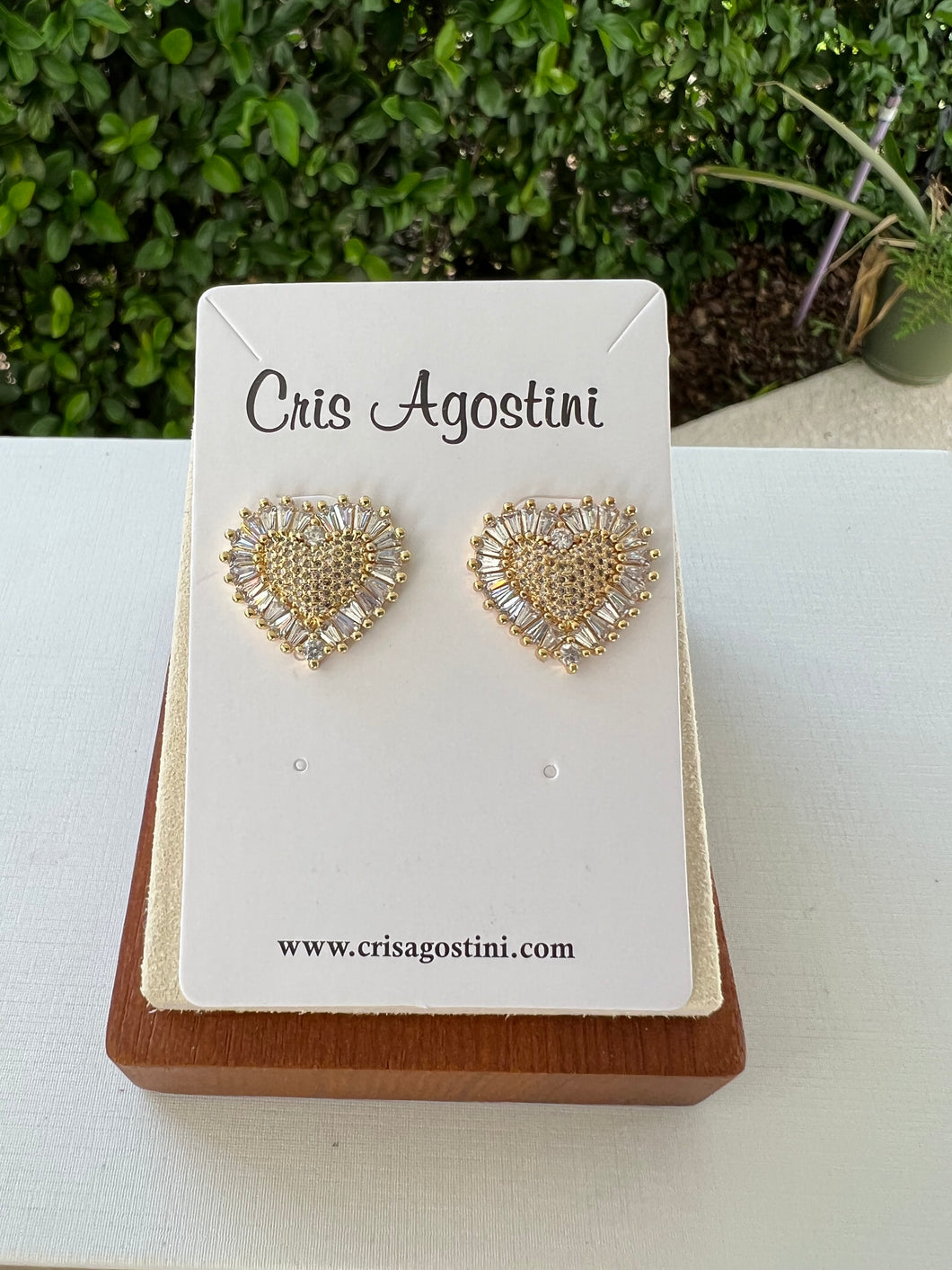 baguette zirconia heart earrings