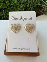 Load image into Gallery viewer, baguette zirconia heart earrings
