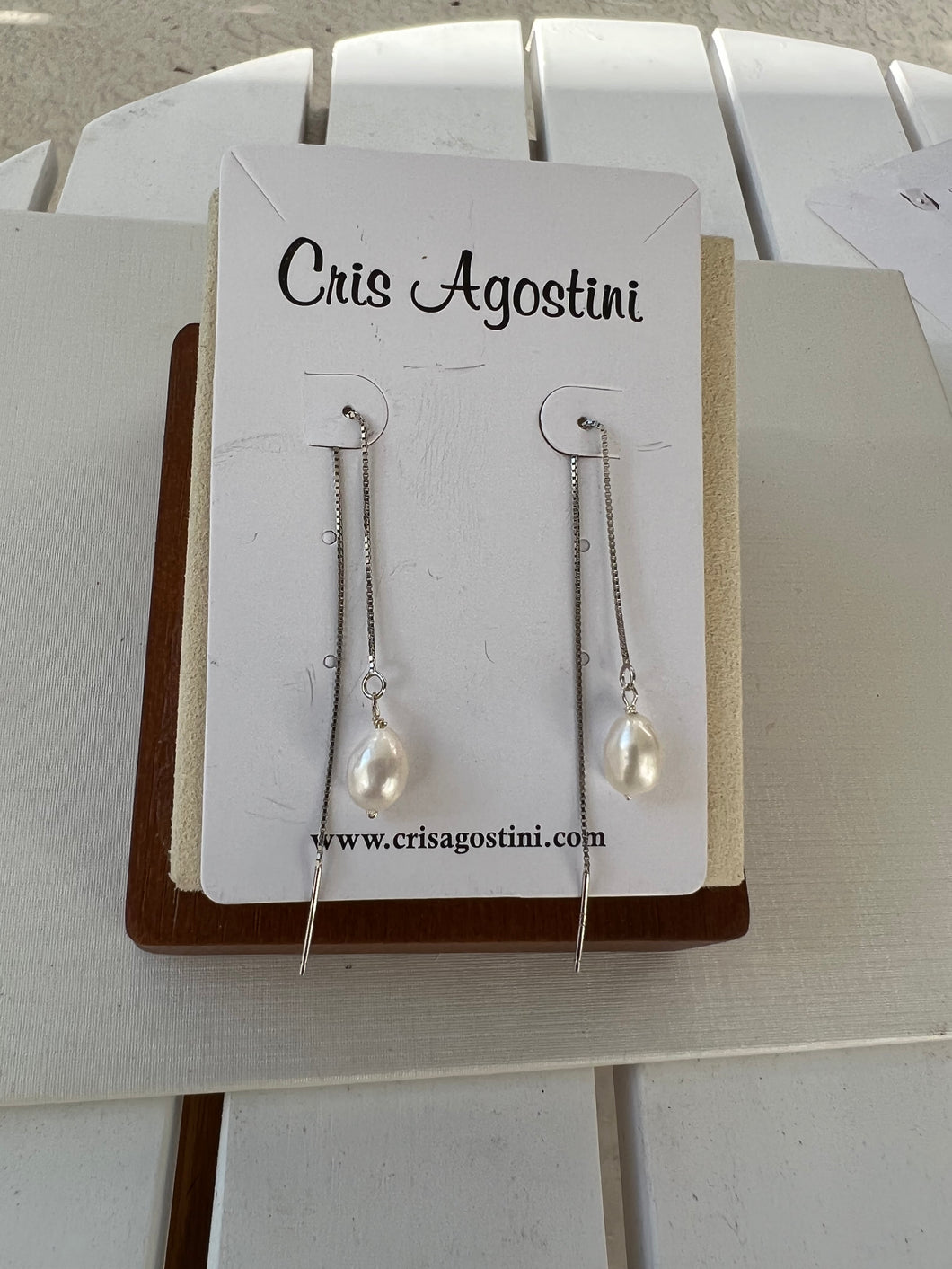 chain without pin pearl fresh water earrings