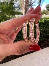 Load image into Gallery viewer, Flat zirconia inside and outside earrings
