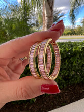 Load image into Gallery viewer, Flat zirconia inside and outside earrings
