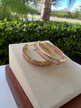 Load image into Gallery viewer, Flat zirconia inside and outside earrings
