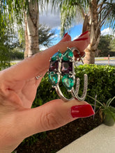 Load image into Gallery viewer, Rhodium crystal colorful hoop earrings
