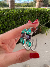 Load image into Gallery viewer, Rhodium crystal colorful hoop earrings
