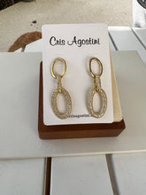 Load image into Gallery viewer, Gold zirconia link earrings
