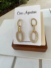 Load image into Gallery viewer, Gold zirconia link earrings
