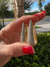 Load image into Gallery viewer, studded elongated oval hoop earring

