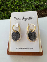 Load image into Gallery viewer, studded round pendant hoop earring

