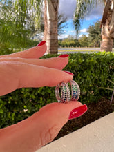 Load image into Gallery viewer, Colorful zirconia sides hoop rhodium earrings
