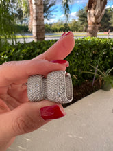 Load image into Gallery viewer, square hoop studded inside and outside rhodium earrings
