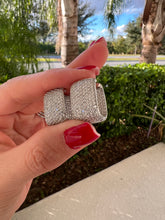 Load image into Gallery viewer, square hoop studded inside and outside rhodium earrings
