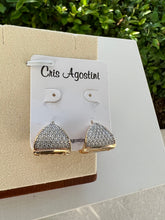 Load image into Gallery viewer, Studded triangular basket earrings
