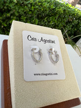 Load image into Gallery viewer, Baby V hypoallergenic rhodium plated hoop earrings
