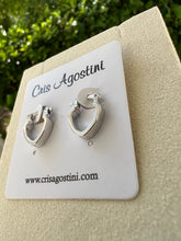 Load image into Gallery viewer, Baby V hypoallergenic rhodium plated hoop earrings
