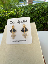 Load image into Gallery viewer, virgin Mary earring with cross pendant

