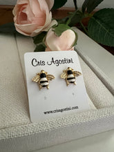 Load image into Gallery viewer, enameled bee earring
