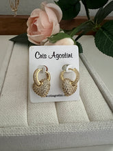 Load image into Gallery viewer, studded hoop and heart pendant earring
