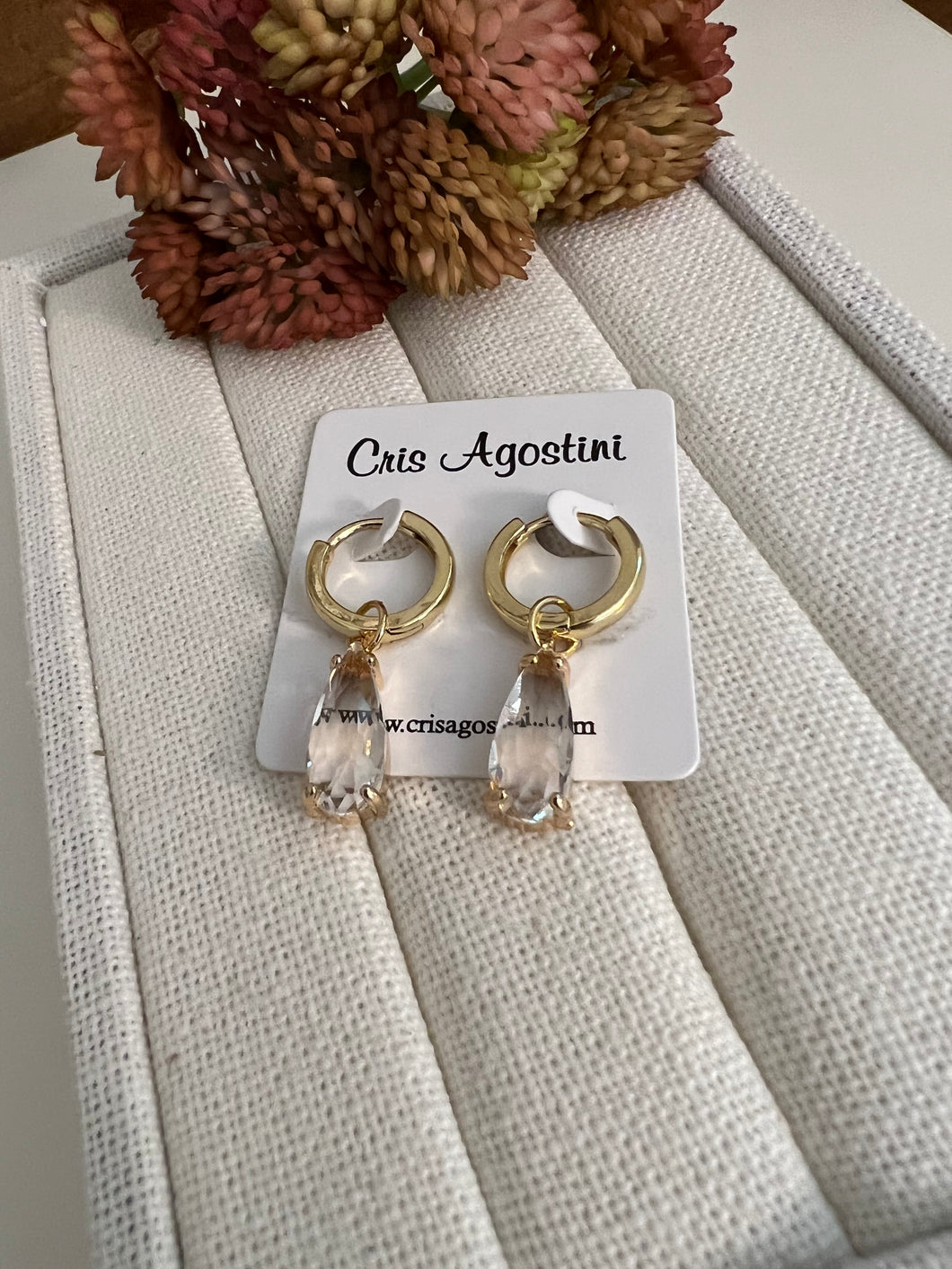 hoop crystal drop pendant earrings