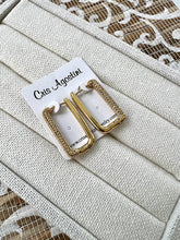 Load image into Gallery viewer, square hoop studded in the front earrings
