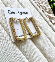 Load image into Gallery viewer, square hoop studded in the front earrings
