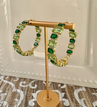 Load image into Gallery viewer, Shades of green hoop earrings
