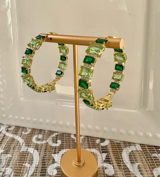 Shades of green hoop earrings