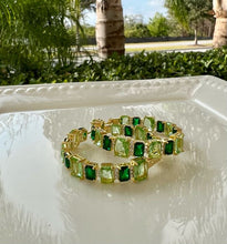 Load image into Gallery viewer, Shades of green hoop earrings
