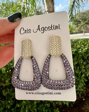 Load image into Gallery viewer, Studded geometric lavender party earrings
