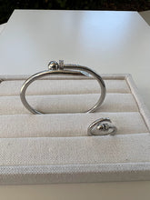 Load image into Gallery viewer, Nail shaped stainless steel bracelet and ring set
