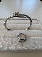 Load image into Gallery viewer, Nail shaped stainless steel bracelet and ring set
