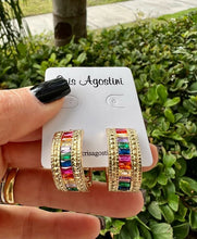 Load image into Gallery viewer, Rainbow wide  Huggie hoop earrings
