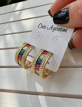 Load image into Gallery viewer, Rainbow wide  Huggie hoop earrings
