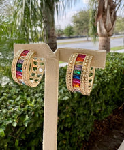 Load image into Gallery viewer, Rainbow wide  Huggie hoop earrings
