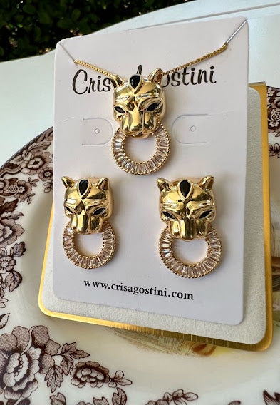 Tiger baguette round jewelry set