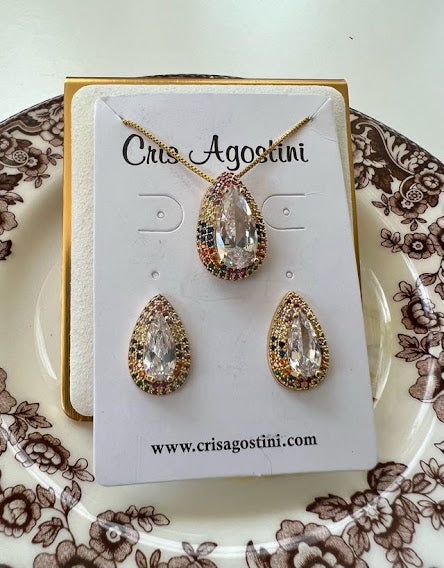 Crystal drop colorful shape jewelry set