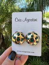 Load image into Gallery viewer, Animal print detail half ball earring
