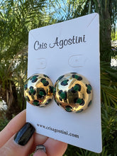 Load image into Gallery viewer, Animal print detail half ball earring
