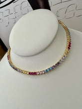 Load image into Gallery viewer, Small 3-point choker necklace colorful jewel clasp

