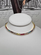 Load image into Gallery viewer, Small 3-point choker necklace colorful jewel clasp
