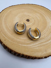 Load image into Gallery viewer, Micro pave on 2 sides hoop earrings
