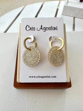 Load image into Gallery viewer, studded round pendant hoop earrings
