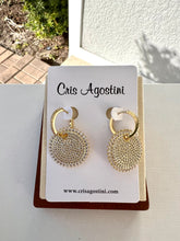 Load image into Gallery viewer, studded round pendant hoop earrings
