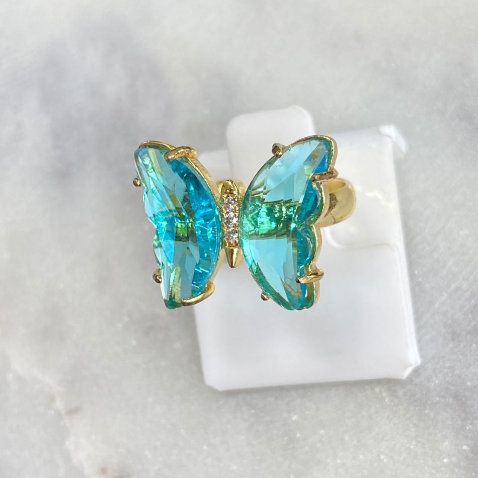 Adjustable Crystal Butterfly Ring