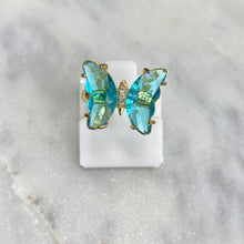 Load image into Gallery viewer, Adjustable Crystal Butterfly Ring
