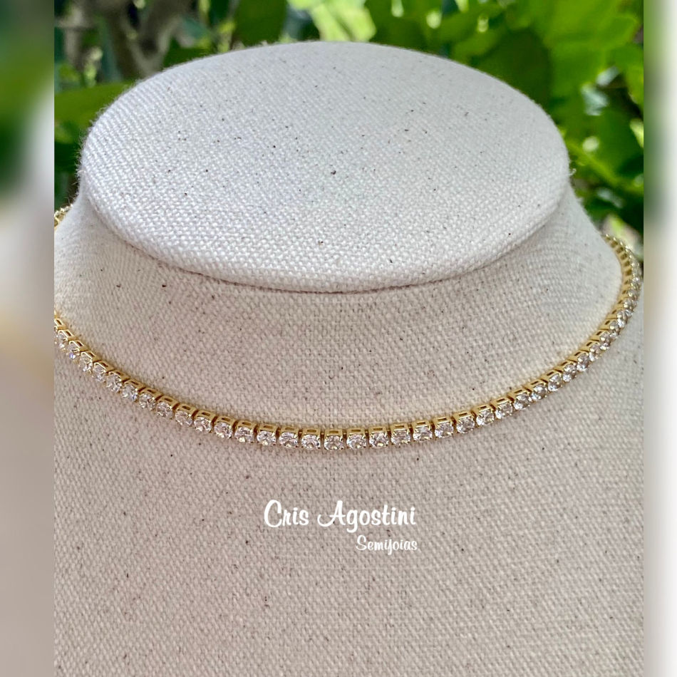 Clear Cubic Zirconia Tennis Choker Necklace