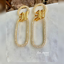 Load image into Gallery viewer, Gold Plated Geometric Studded Earrings
